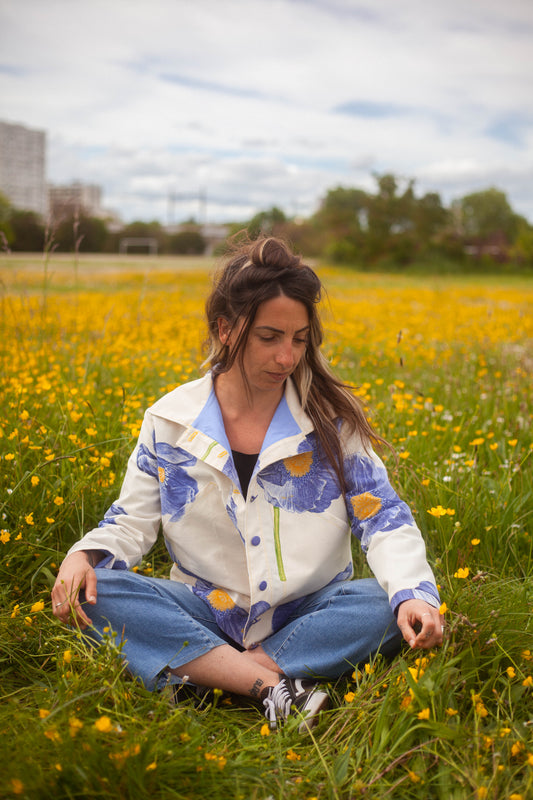 Veste à fleurs indigo