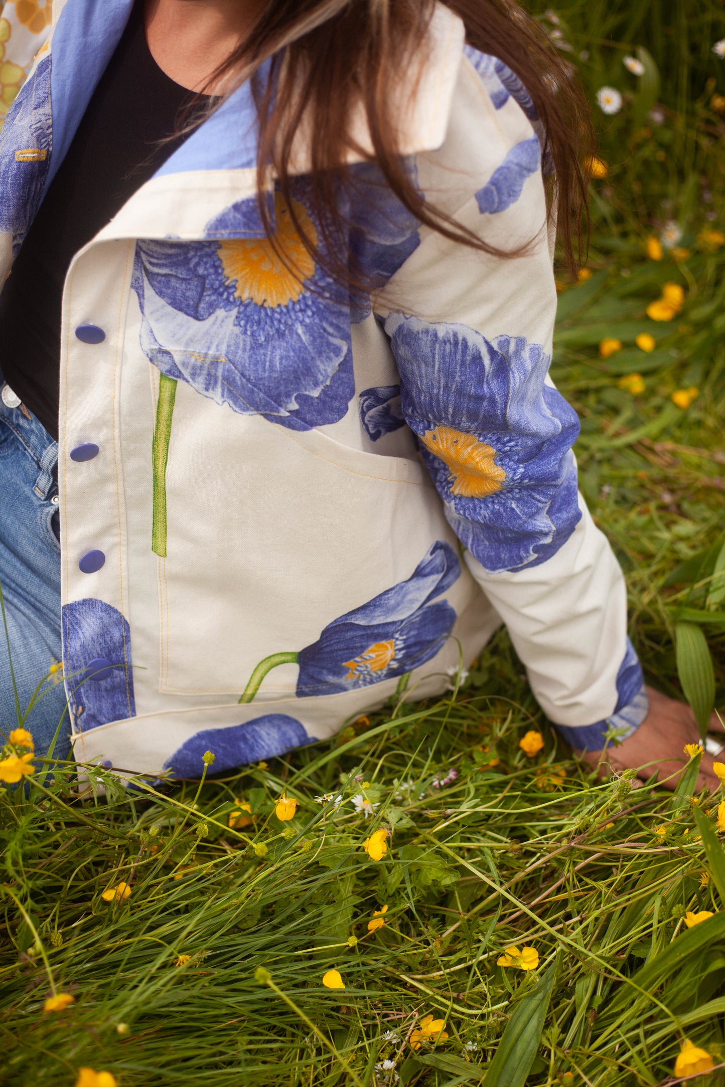 Veste à fleurs indigo