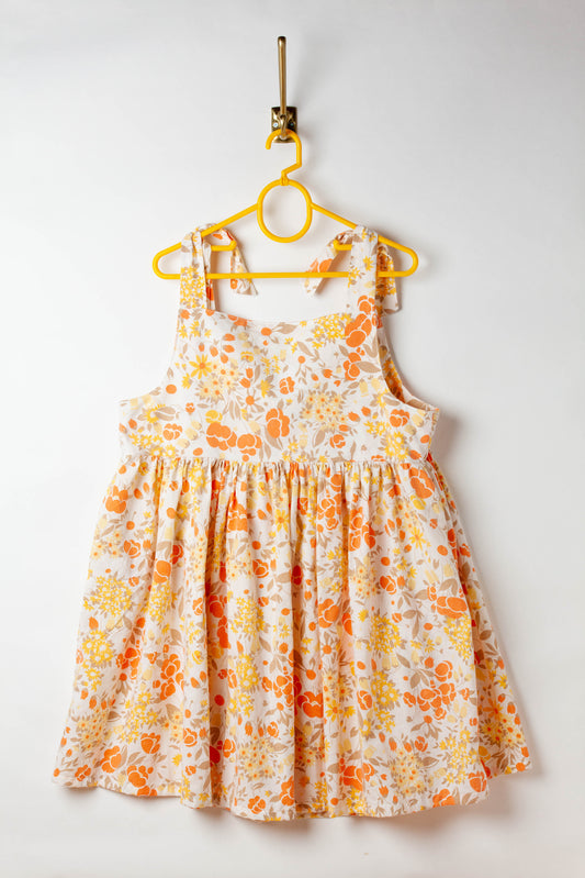 Robe à fleurs jaune et orange à bretelles ajustables TAILLE XL-XXL